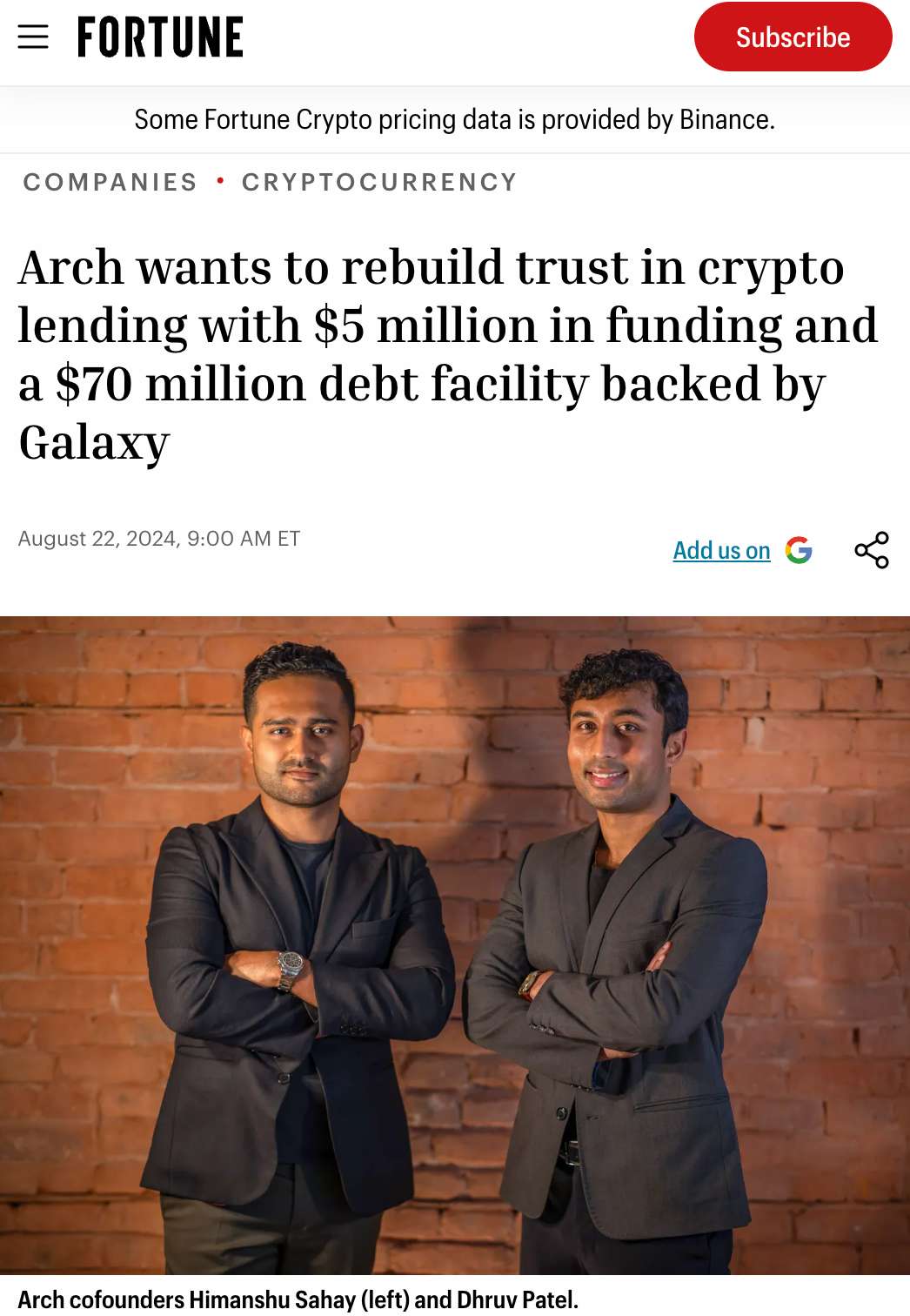 Arch Lending x Fortune
