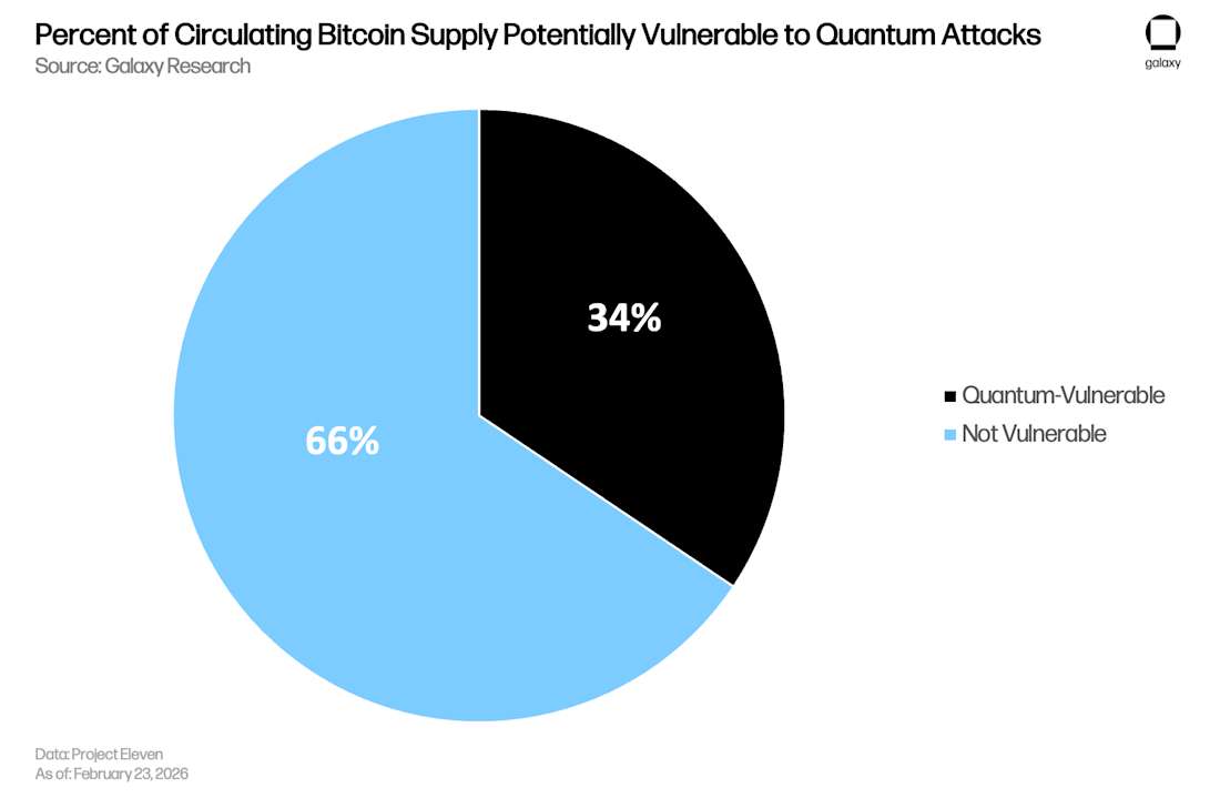 Share of bitcoin wallets vulnerable to quantum attacks