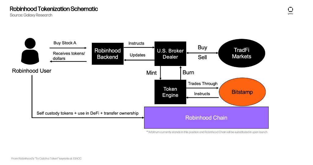 Diagram of Robinhood Chain tokenization process