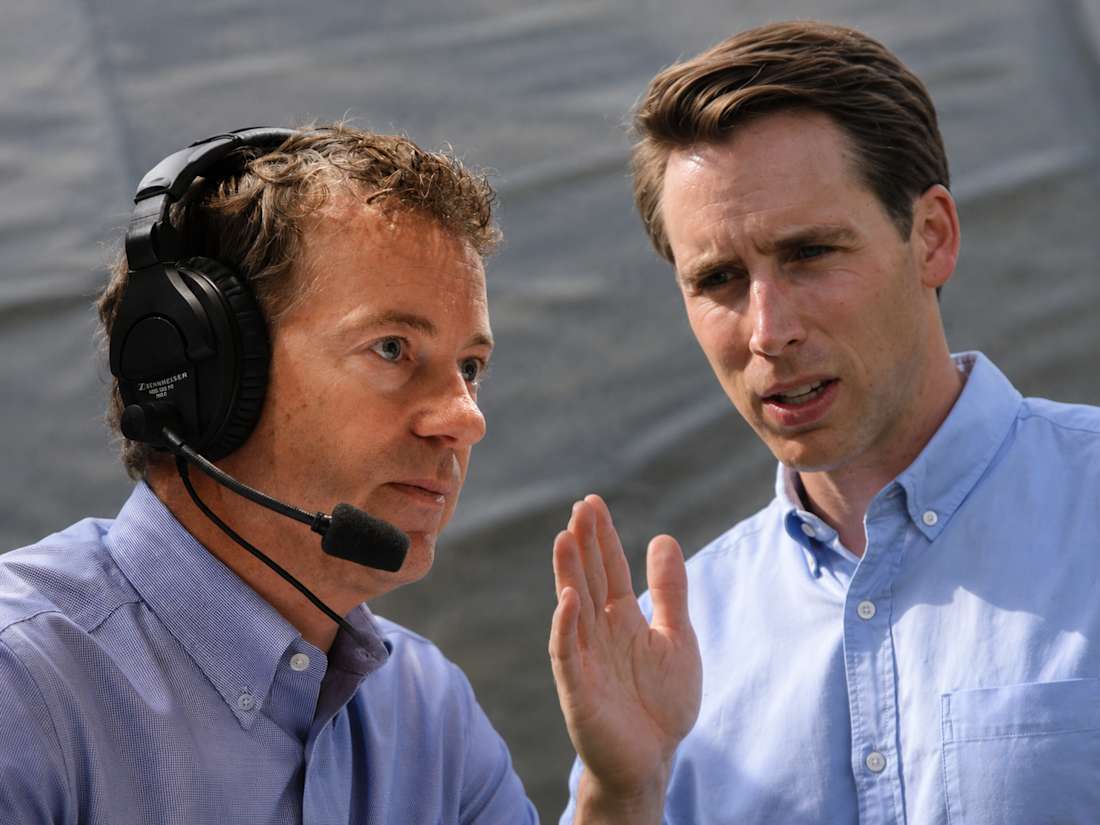 We expect two no votes from Republicans Rand Paul (left) and Josh Hawley. (Photos: Gage Skidmore and Natureofthought, composite by Galaxy Research)