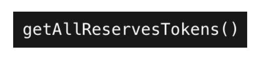 Code snippet: Get All Reserves Tokens