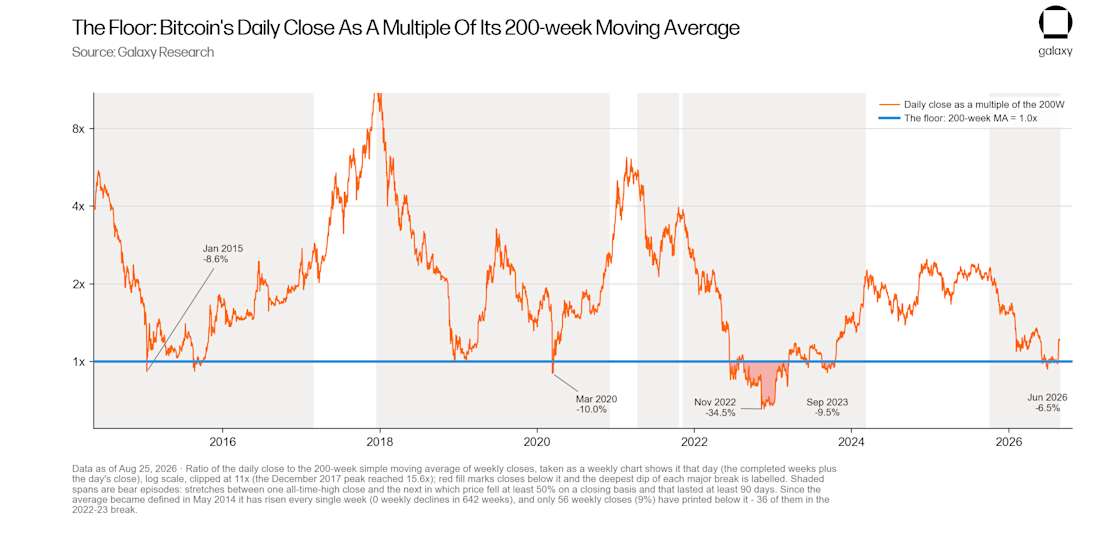02 The floor - daily close as a multiple of the 200-week moving average