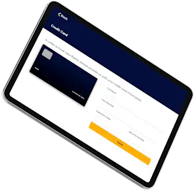 Image of a tablet screen showing a card and a form