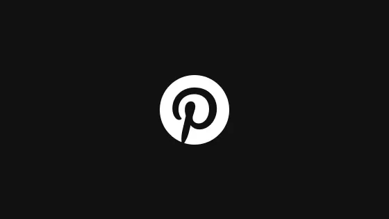 A black Pinterest logo circled in white on a black background