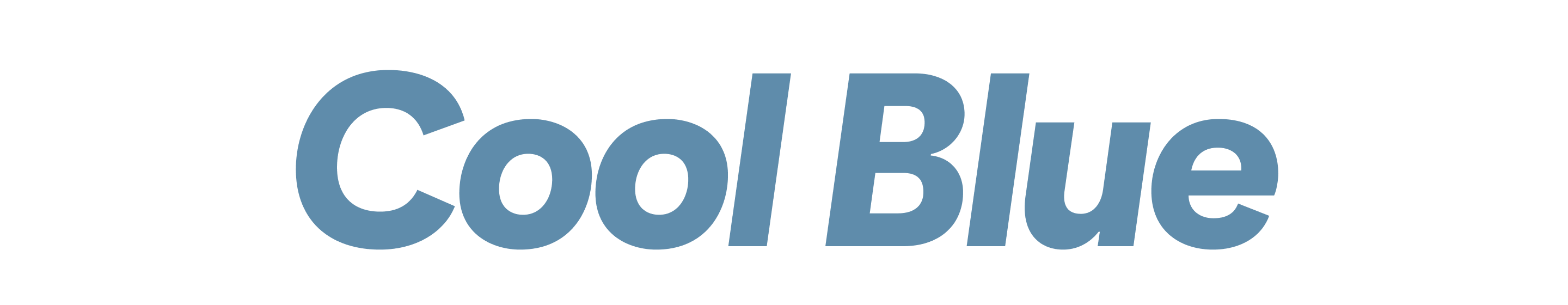 Les mots « Cool Blue » apparaissent en caractères gras sur une couleur bleu clair. 