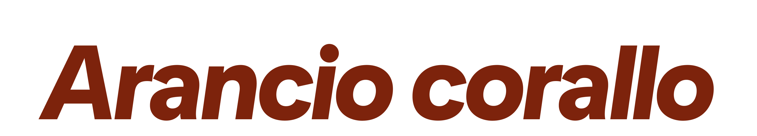 La parola "Arancio corallo" in un font arancione che ricorda le bolle di sapone. 