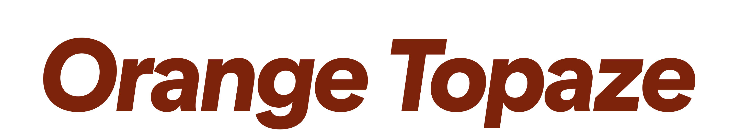 Les mots « Orange Topaze » apparaissent dans une police orange en forme de bulle. 