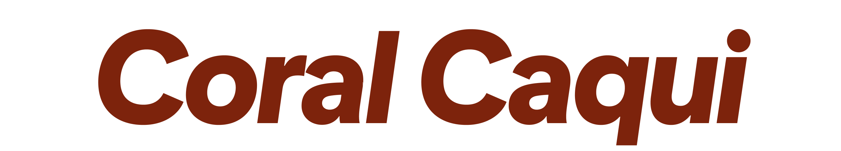 A palavra "Coral Caqui" aparece em fonte laranja semelhante a uma bolha. 