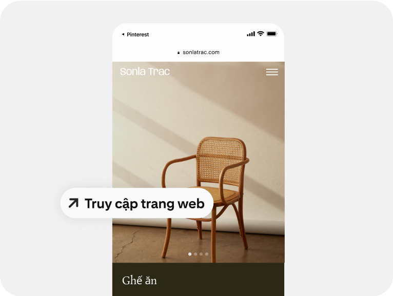 Quảng cáo về ghế sử dụng liên kết sâu cho di động để giúp mọi người mua sắm. 