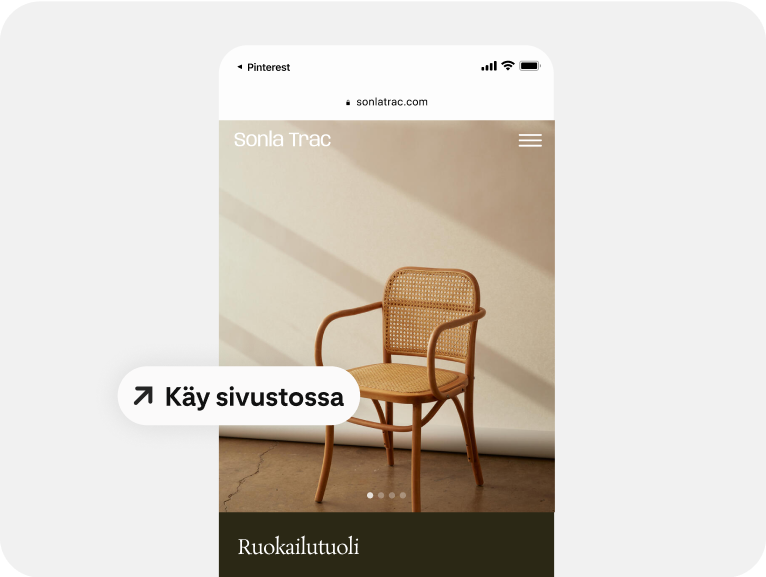 Tuolimainoksessa on tarkka mobiililinkki, jotta ihmisten on helpompi tehdä ostoksia. 