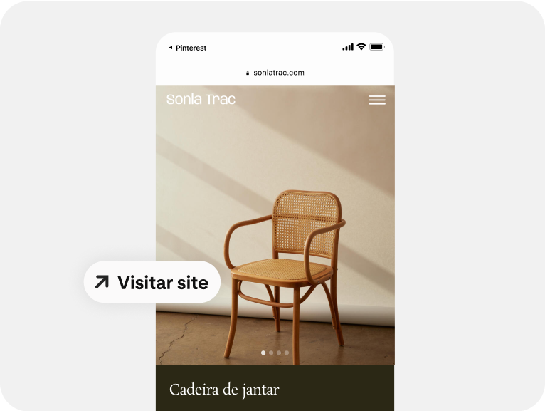 Um anúncio relativo a cadeiras recorre a um deep link móvel de modo a contribuir para que as pessoas comprem. 
