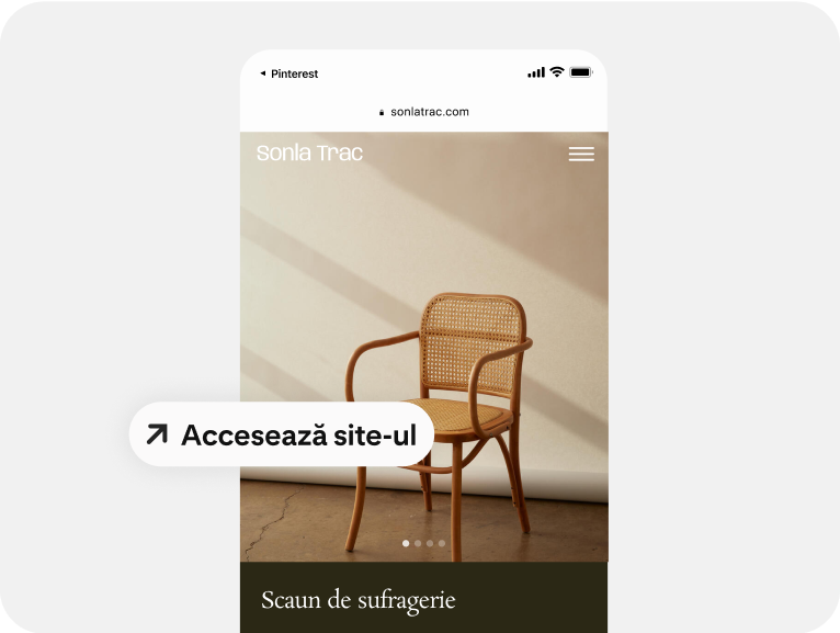 O reclamă pentru scaune folosește un link direct de mobil pentru a ajuta oamenii să cumpere. 