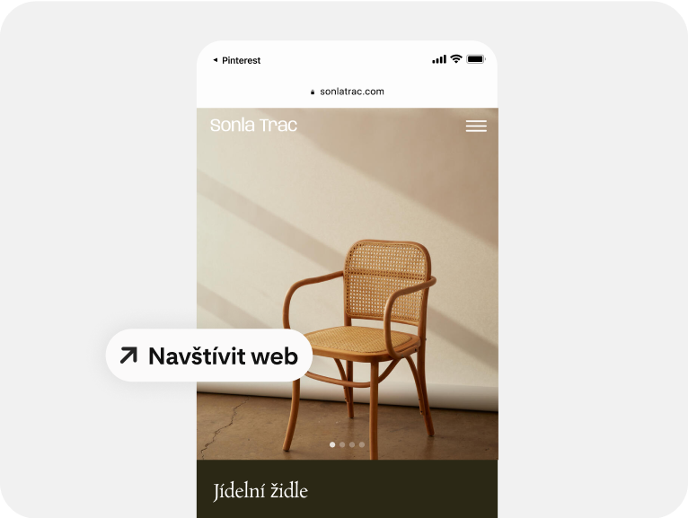 Reklama na židle využívá odkaz deeplink do mobilní aplikace, aby lidem pomohla s nakupováním. 
