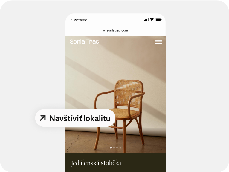 Reklama na stoličky využíva priamy odkaz do mobilnej aplikácie na pomoc ľuďom pri nakupovaní. 