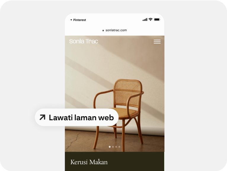 Iklan kerusi menggunakan pautan dalam mudah alih untuk membantu orang ramai membeli-belah. 