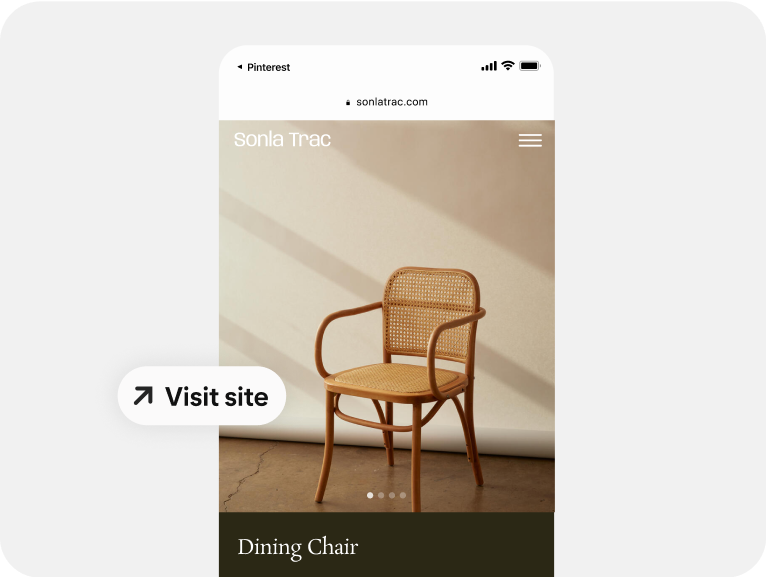 A chair ad uses a mobile deep link to help people shop. 