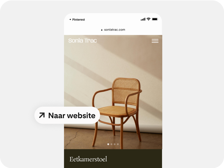 Een advertentie voor een stoel bevat een mobiele deeplink om mensen te helpen winkelen. 