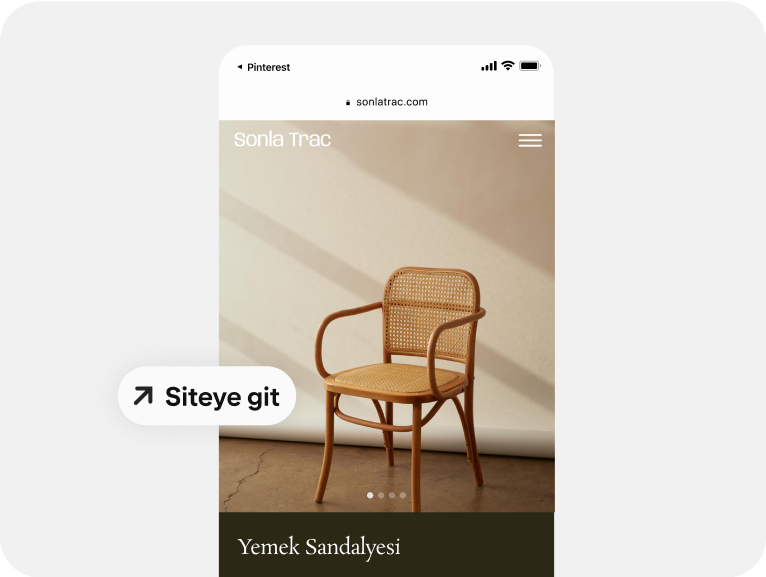 Bir sandalye reklamında, insanların alışveriş yapmasına yardımcı olmak için mobil derin bağlantı kullanılıyor. 