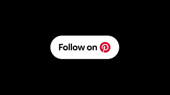 The words "Follow on" and a red Pinterest logo circled in a solid white container against a black background