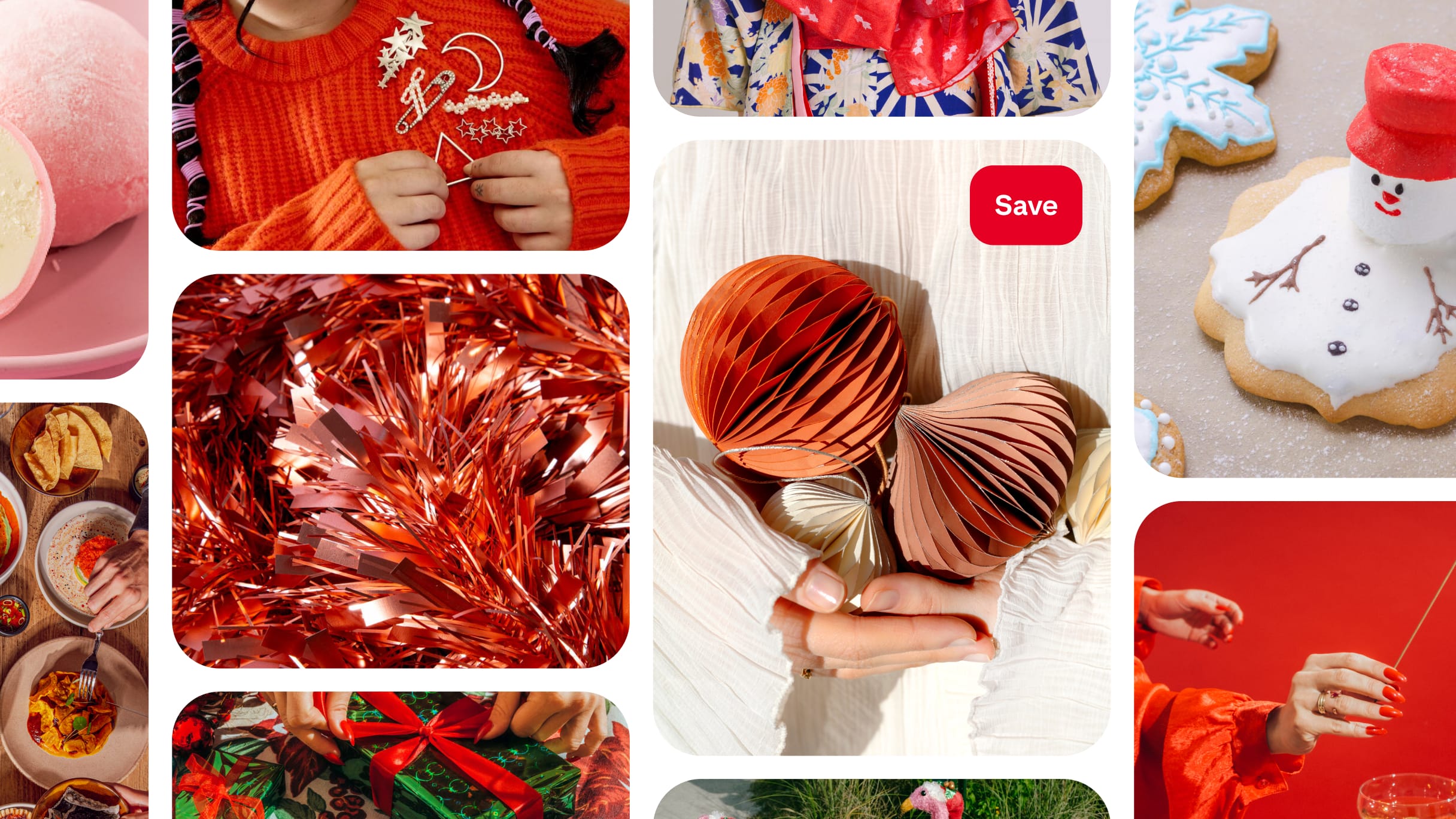 A variety of holiday-themed Pins appear in a feed