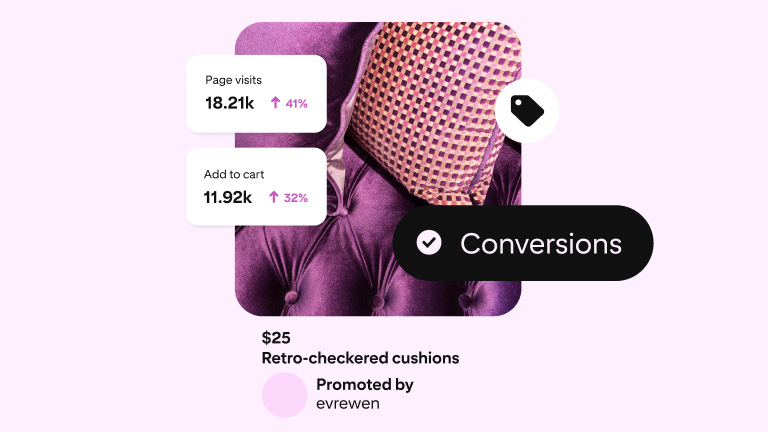 Pin untuk headphone yang dipakai oleh pria kulit hitam dengan hoodie abu-abu yang sedang menari dan Pin untuk jaket metalik yang dipakai oleh wanita kulit putih.