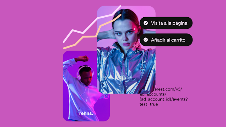 Un Pin de auriculares utilizados por un hombre negro, quien viste una sudadera gris y está bailando; y un Pin de un abrigo metálico que viste una mujer blanca.