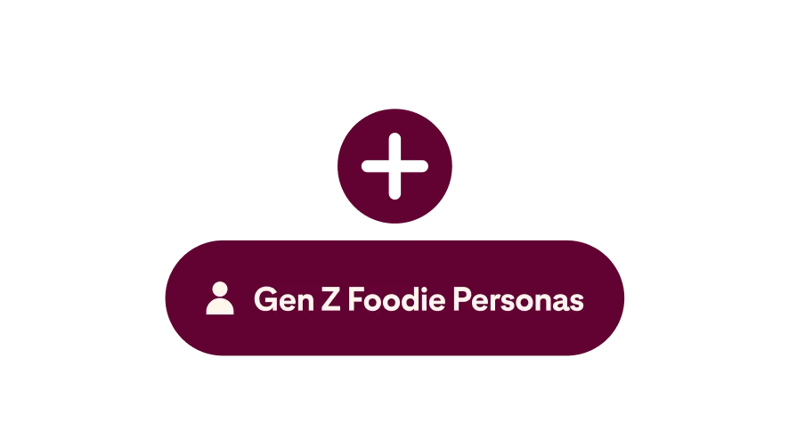 Eine „Hinzufügen“-Schaltfläche mit dem Tag „Gen Z Foodie Personas“.