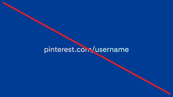 Immagine barrata con un URL di un account fittizio rosa e blu su uno sfondo blu marino