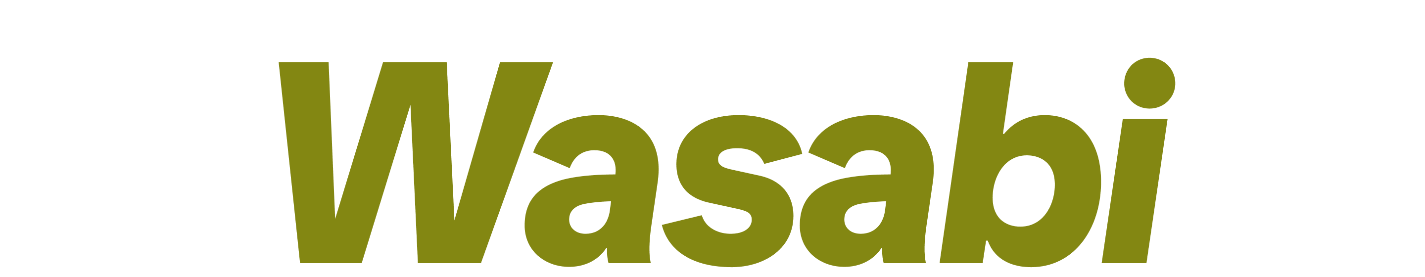 Das Wort „Wasabi“ in fetter, grüner Schrift. 