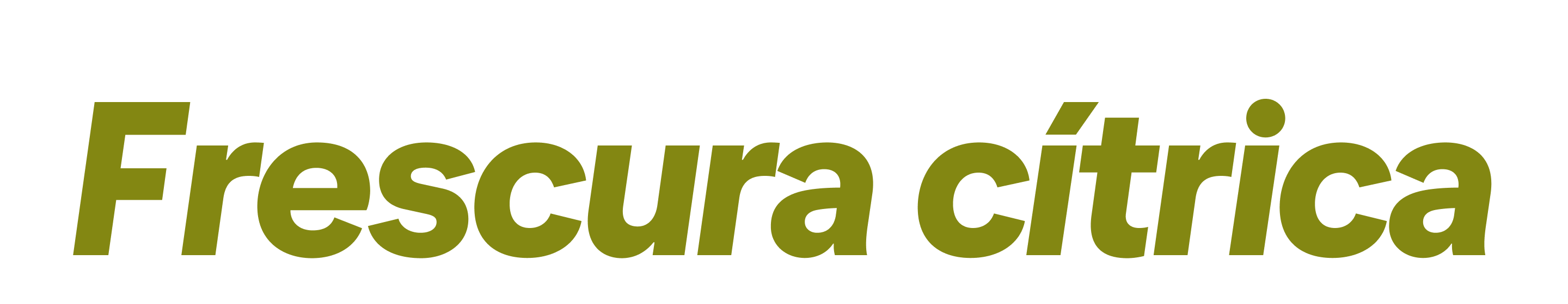 La palabra “Frescura cítrica” en una fuente verde y negrita. 