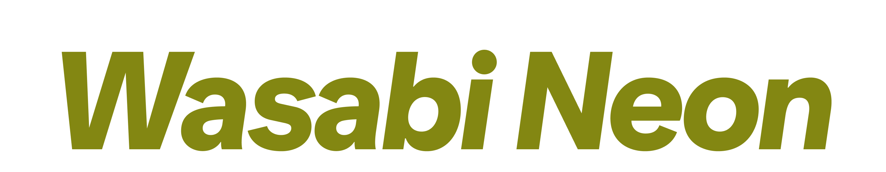 A palavra "Wasabi Neon" aparece uma fonte amarela em negrito. 