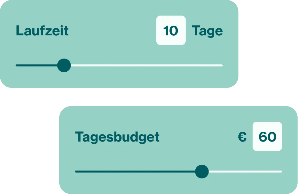 Eine Grafik mit zwei anpassbaren Skalen für Tage und das Tagesbudget