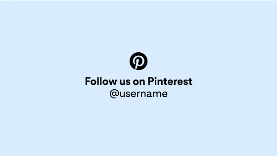 The Pinterest CTA in light blue and circled in black, centred with a sample account handle against a light blue background