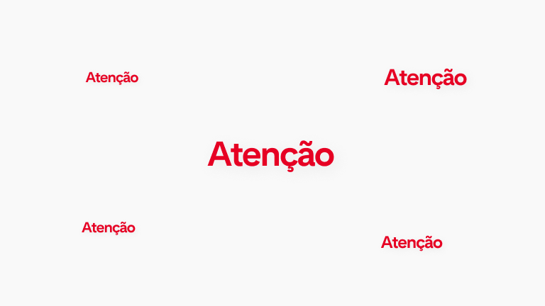 Uma animação com a palavra "Atenção" piscando em diferentes partes da imagem.