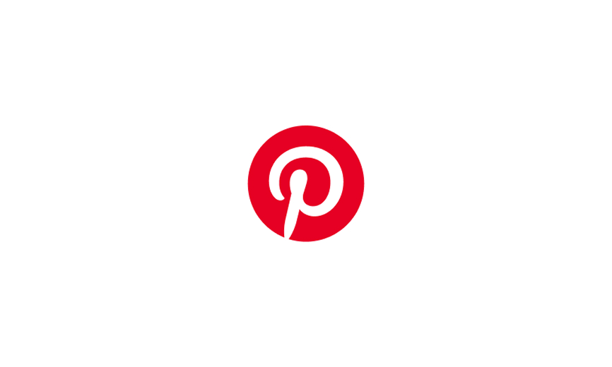 A red Pinterest logo on a white background