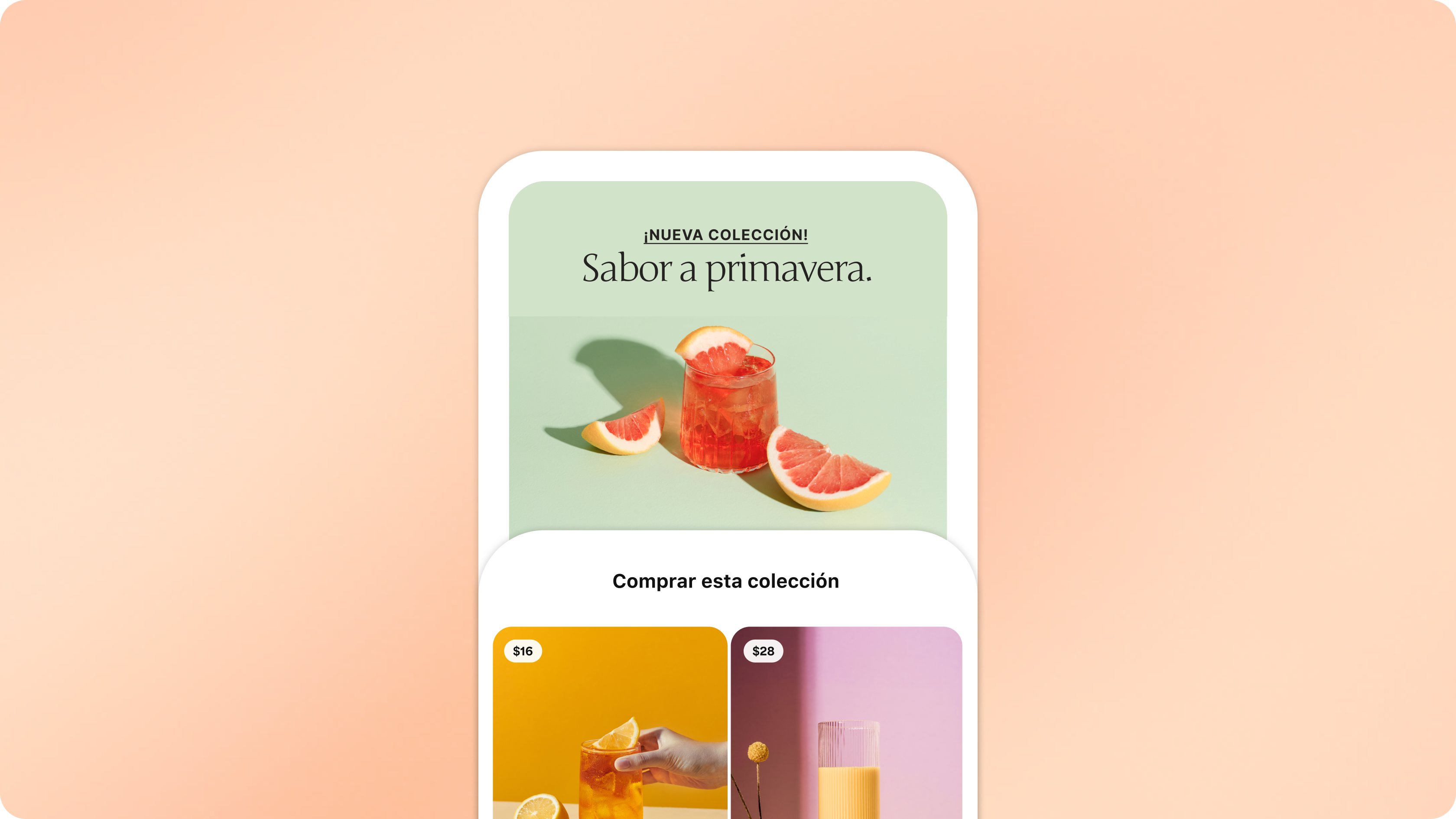 Un anuncio de colecciones en el que se muestra cristalería para una nueva colección de primavera.