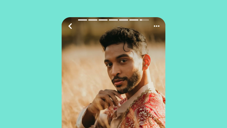 Creator Anthony Gomes in a hay field during the magic hour, wearing desi aesthetic fashion