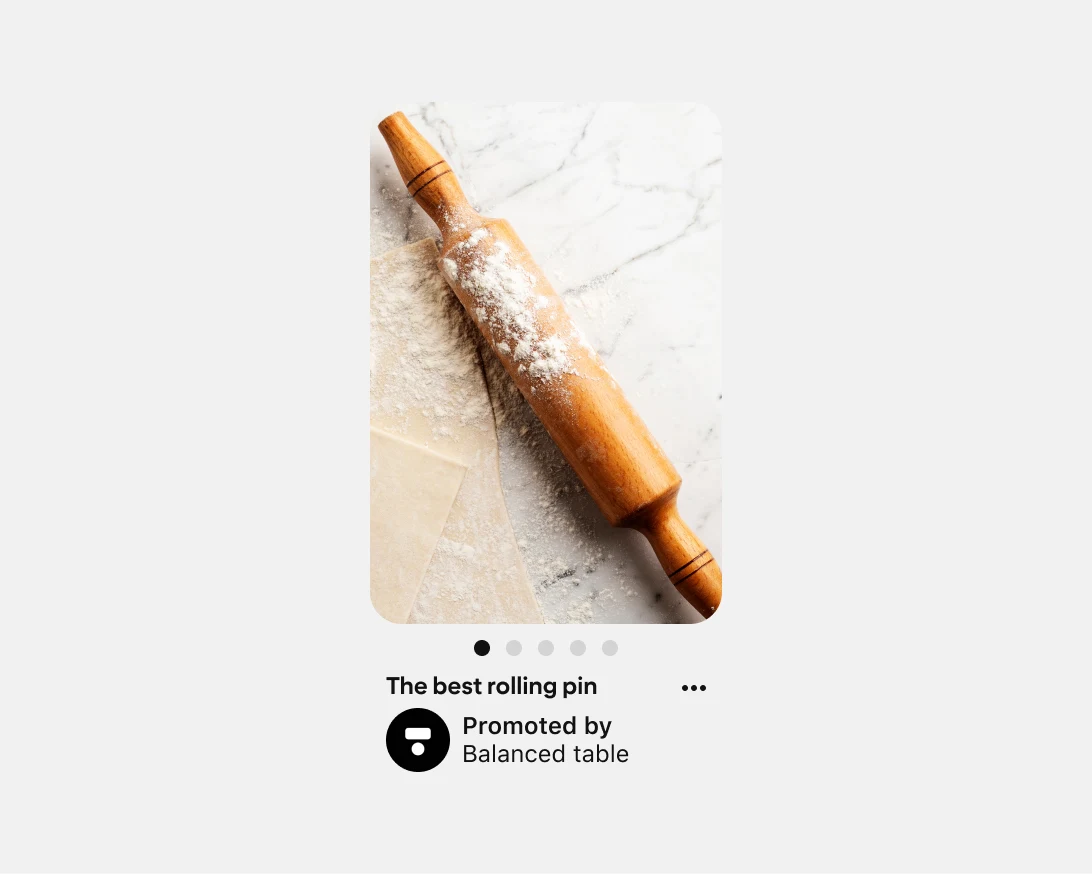 Pin featuring an ad for a baking roller pin.