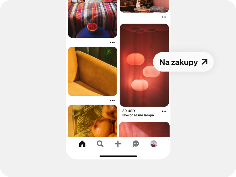 Pin dotyczący oświetlenia korzystający z bezpośrednich linków, które mają zachęcić do kliknięć. 