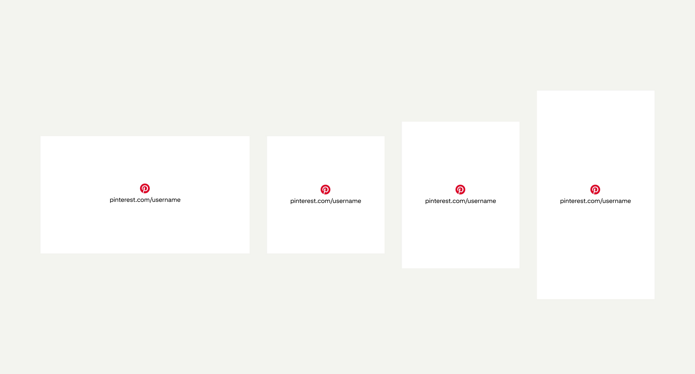 The Pinterest CTA and logo in white and circled in red, center-aligned with a sample account URL against a grey background