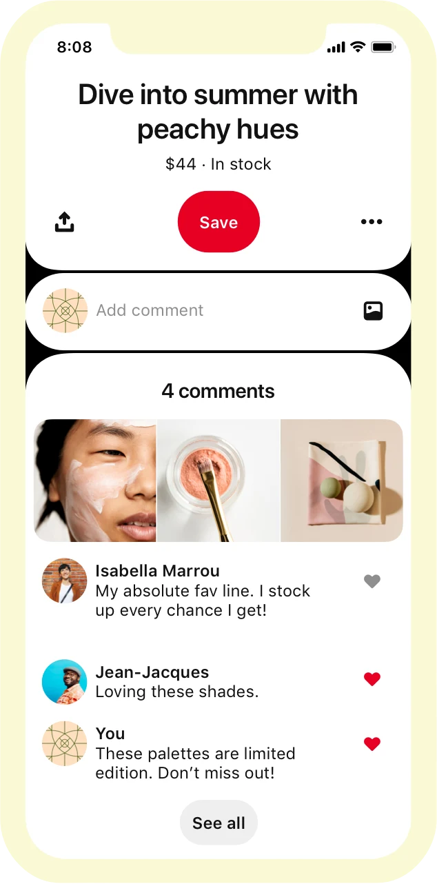 Makeup Pins with excited comments