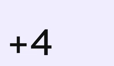 薄いカラーを背景に左寄せで書かれた「+4」の文字。