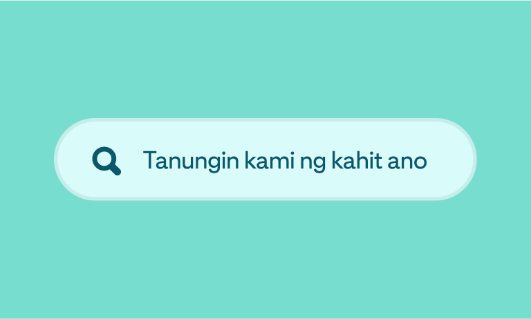  A green search box with the words “Ask us anything”