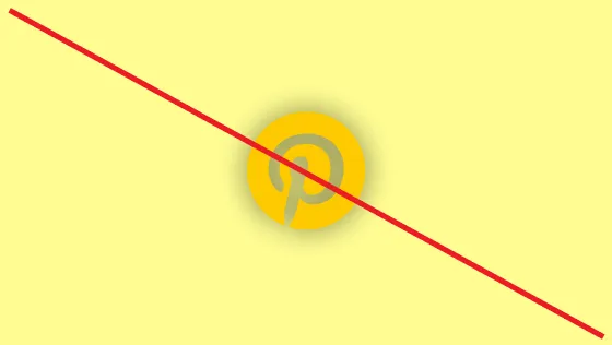 Strike-through of a grey Pinterest logo circled in a shadowed orange on a light yellow background