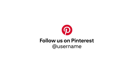 The Pinterest CTA in white and circled in red, centered with a sample account handle against a white background