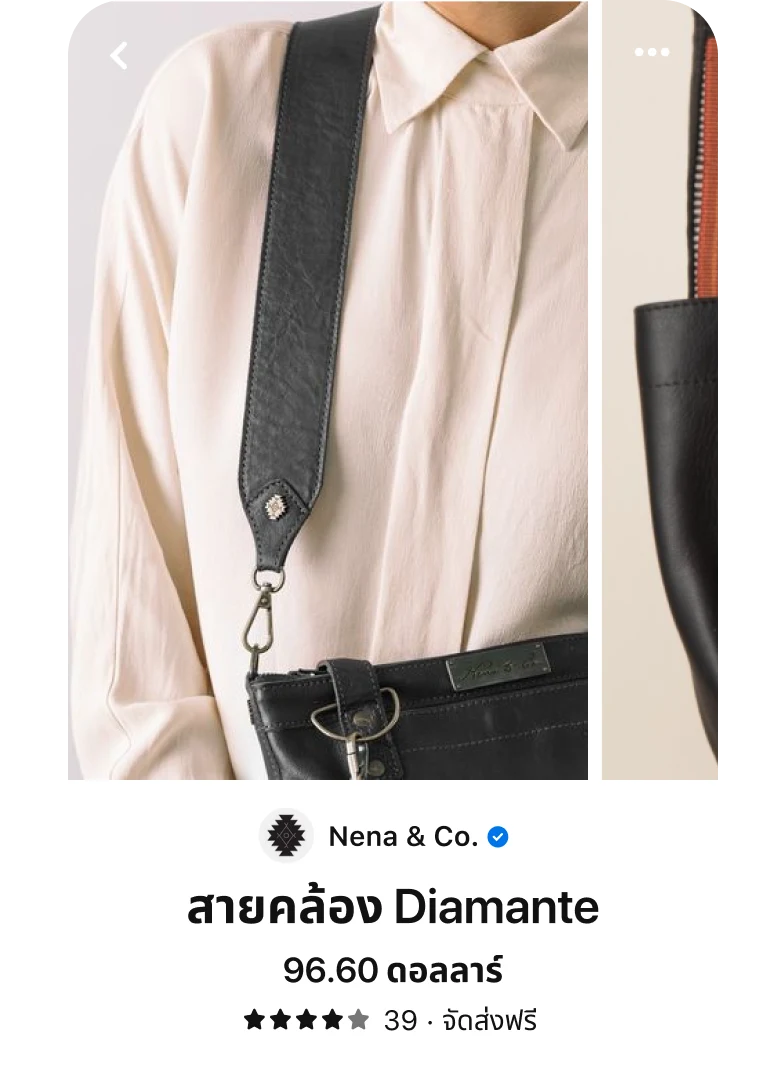 พินรูปผู้หญิงสวมเสื้อขาวที่คาดกระเป๋ายี่ห้อ Nena & Co สีดำไว้บนไหล่ คำอธิบายเขียนว่า Nena & Co., สายรัดประดับเพชรสังเคราะห์, $96.60, จัดส่งฟรี