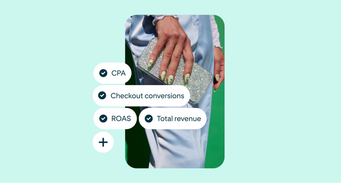 A mock-up of a Pinterest Pin featuring tags related to the API for Conversions