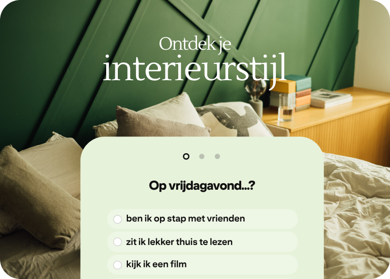 Een quiz-advertentie helpt mensen hun interieurstijl te ontdekken door te vragen hoe ze de vrijdagavond doorbrengen.