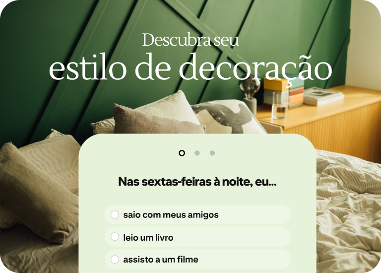 Um quiz ad ajuda as pessoas a descobrir seu estilo de decoração perguntando o que elas fazem na sexta-feira à noite.