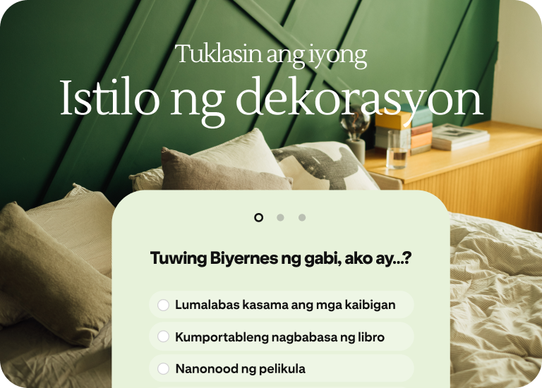 Ang Quiz ad ay tumutulong sa mga tao na matuklasan ang istilo ng dekorasyon na gusto nila sa pamamagitan ng pagtatanong ng ginagawa nila tuwing Biyernes ng gabi.